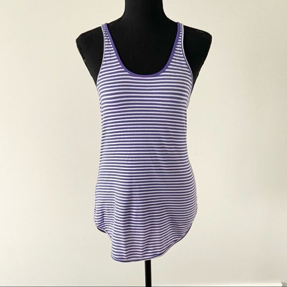 Lululemon What The Sport Singlet in Silver Stripe Iris Flower Pretty Purple - Picture 4 of 14